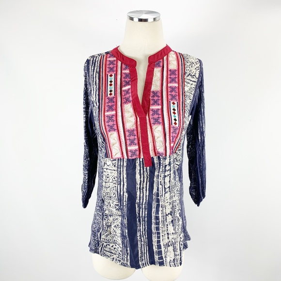 Tiny Tops - Anthropologie Tiny XS Boho Blouse Hippy Embroidery